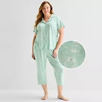 Liz Claiborne Womens Short Sleeve 2-pc. Plus Pajama Set