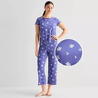 Jaclyn Womens Crew Neck Short Sleeve 2-pc. Pajama Set