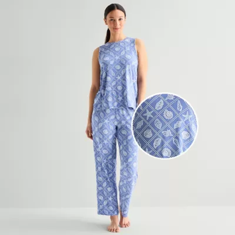 Jaclyn Womens Crew Neck Sleeveless 2-pc. Pajama Set