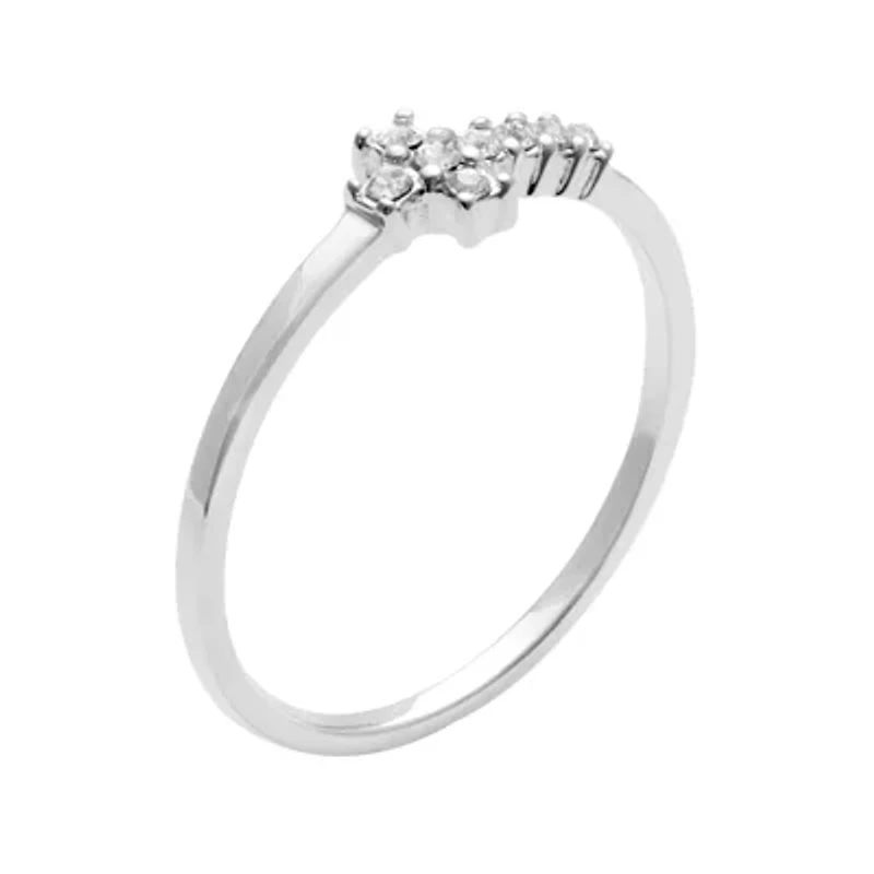 Itsy Bitsy Womens Crystal Sterling Silver Cross Delicate Midi  Band