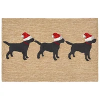 Liora Manne Frontporch 3 Dogs Christmas Holiday Hand Tufted Indoor Outdoor Rectangular Accent Rug