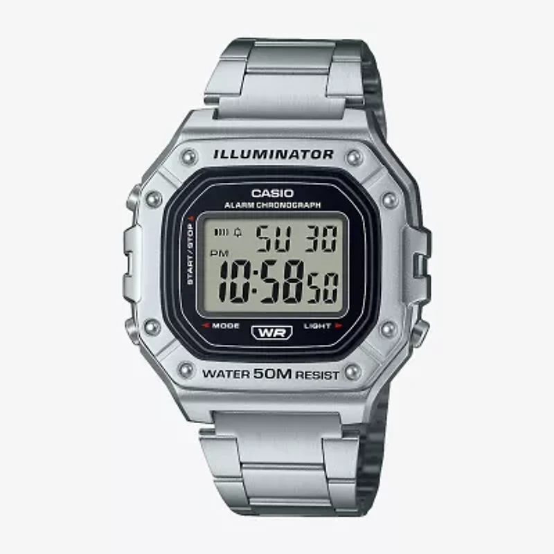 Casio Mens Silver Tone Stainless Steel Bracelet Watch W218hd-1av