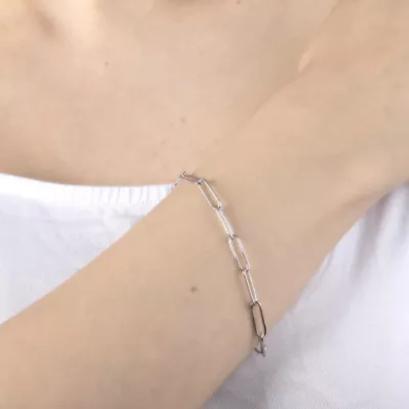 Silver Reflections Pure Silver Over Brass 7.5 Inch Paperclip Chain Bracelet