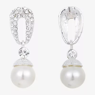 Vieste Rosa Womens Simulated Pearl Round Drop Earrings