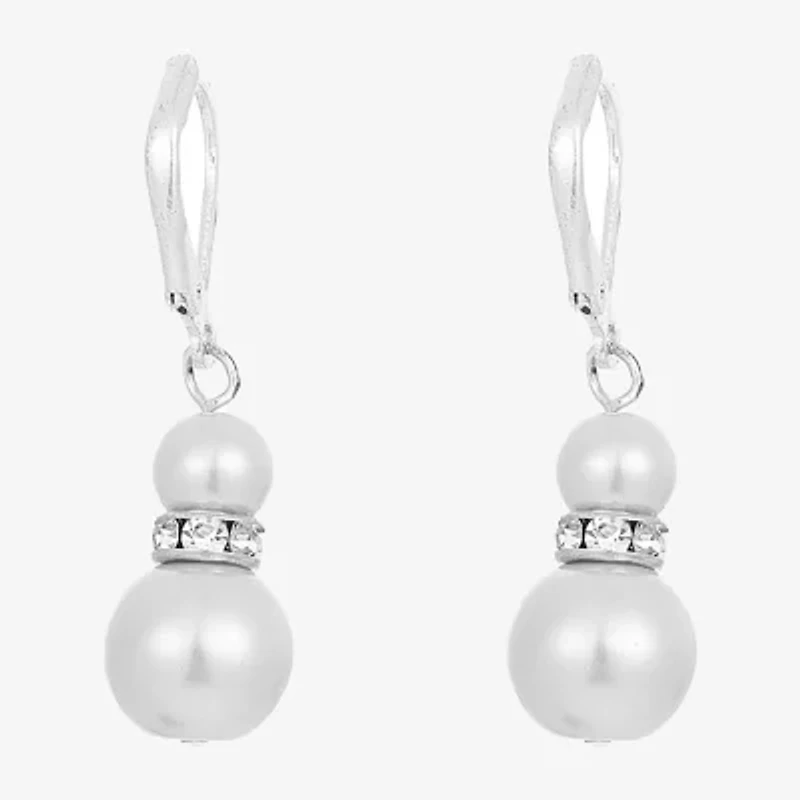 Vieste Rosa Womens Simulated Pearl Round Drop Earrings