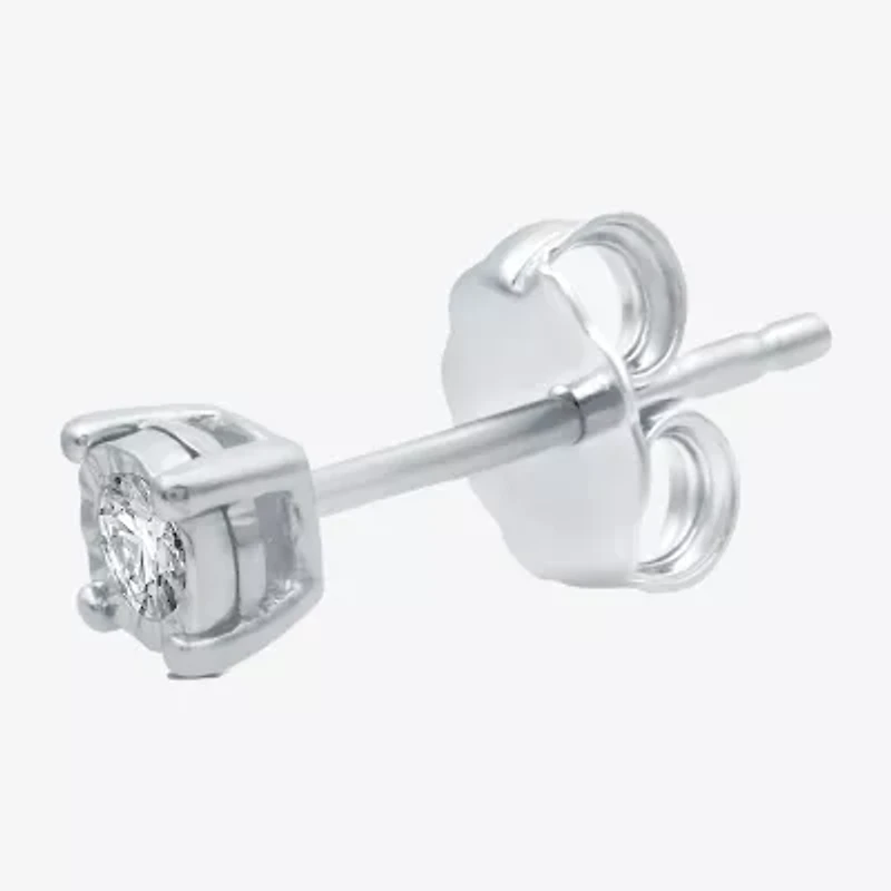 (G-H / I1) Womens Diamond Accent Lab Grown White Diamond Sterling Silver 3.3mm Round Single Earring