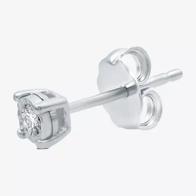 (G-H / I1) Womens Diamond Accent Lab Grown White Diamond Sterling Silver 3.3mm Round Single Earring