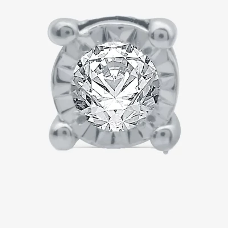 (G-H / I1) Womens Diamond Accent Lab Grown White Diamond Sterling Silver 3.3mm Round Single Earring