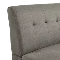Kingston Mid-Century Modern Armless Loveseat Linen with Legs an Espresso Finish
