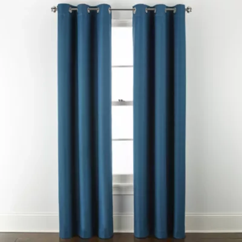 Distant Lands Maura Textured Solid Grommet Top 100% Blackout Single Curtain Panel