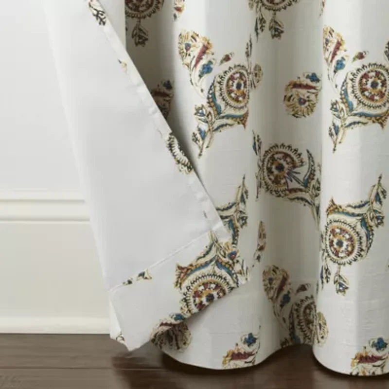 Distant Lands Maura Textured Print Grommet Top 100% Blackout Single Curtain Panel