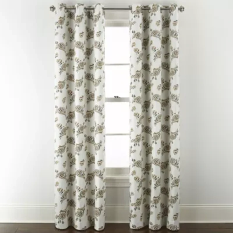 Distant Lands Maura Textured Print Grommet Top 100% Blackout Single Curtain Panel
