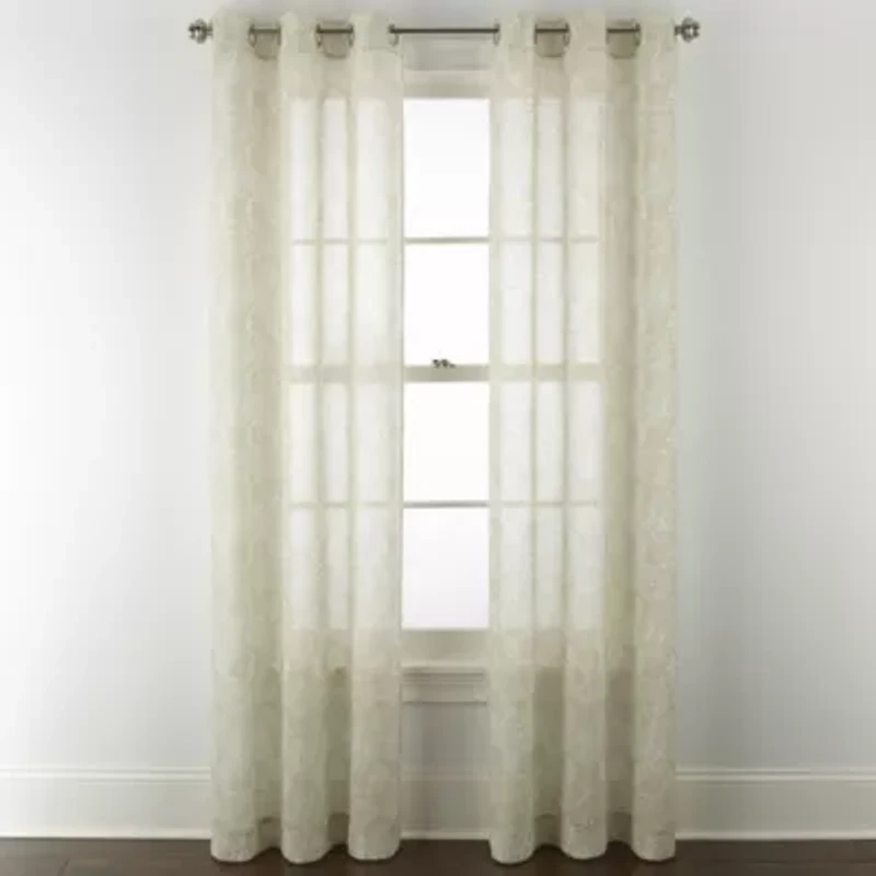 Distant Lands Fiji Printed Grommet Top Sheer Single Curtain Panel