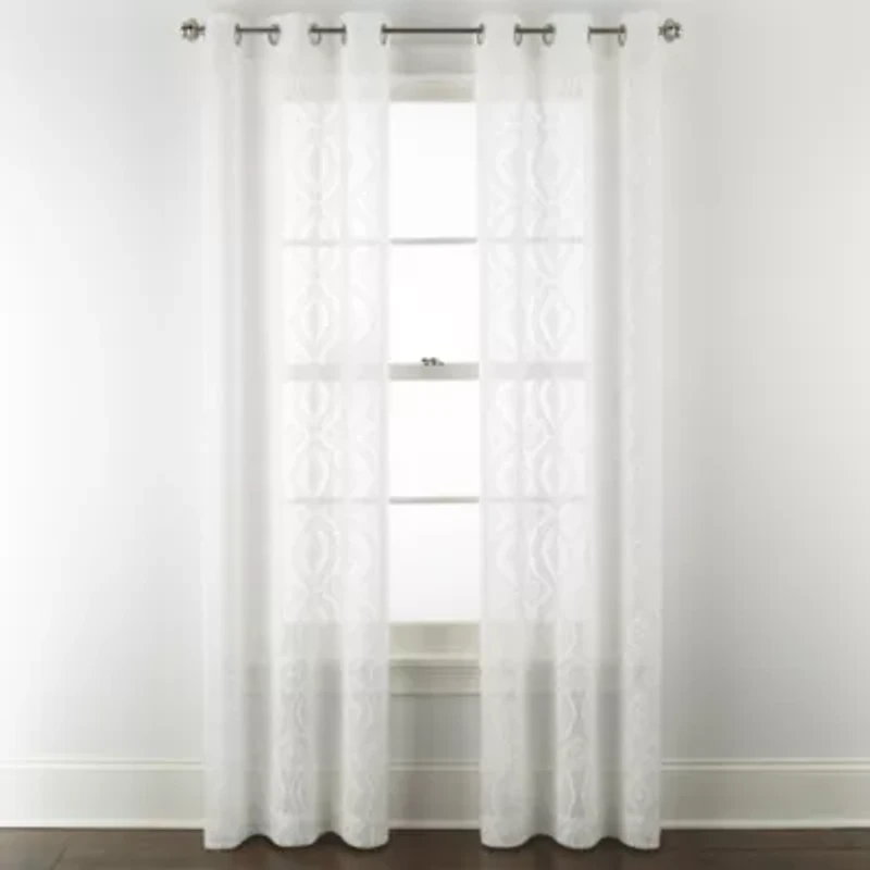 Distant Lands Ogee Clip Grommet Top Sheer Single Curtain Panel