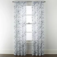 Home Expressions Remy Floral Rod Pocket Sheer Single Curtain Panel
