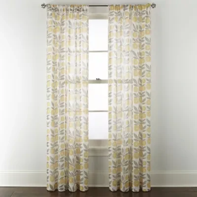Home Expressions Remy Floral Rod Pocket Sheer Single Curtain Panel