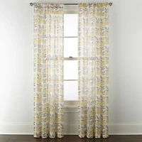 Home Expressions Remy Floral Rod Pocket Sheer Single Curtain Panel