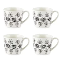 Distant Lands White/Black Stoneware Coffee Mug