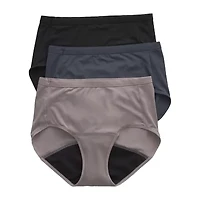 Hanes Fresh And Dry Light Leak Protection Womens Seamless Period + Resistant 3 Pack Brief Panty 40fdl3