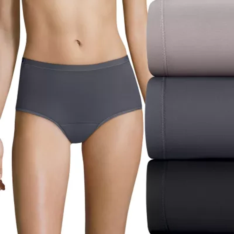 Hanes Fresh And Dry Light Leak Protection Womens Seamless Period + Resistant 3 Pack Brief Panty 40fdl3