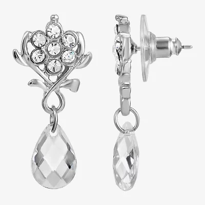 1928 Silver Tone Womens Crystal Drop Earrings