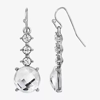 1928 Silver Tone Womens Crystal Round Drop Earrings