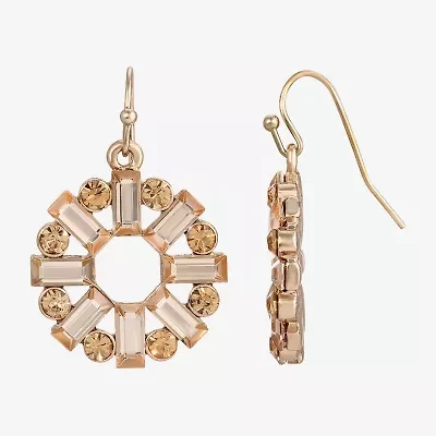 1928 Womens Crystal Round Drop Earrings