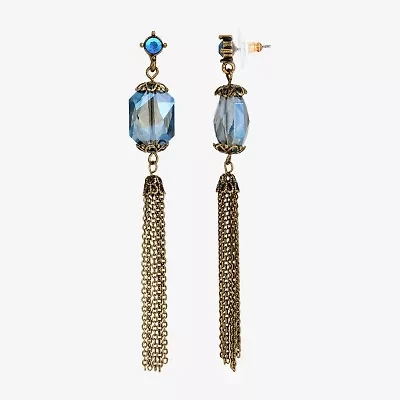 1928 Womens Blue Crystal Drop Earrings