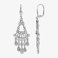 1928 Silver Tone Womens Crystal Chandelier Earrings