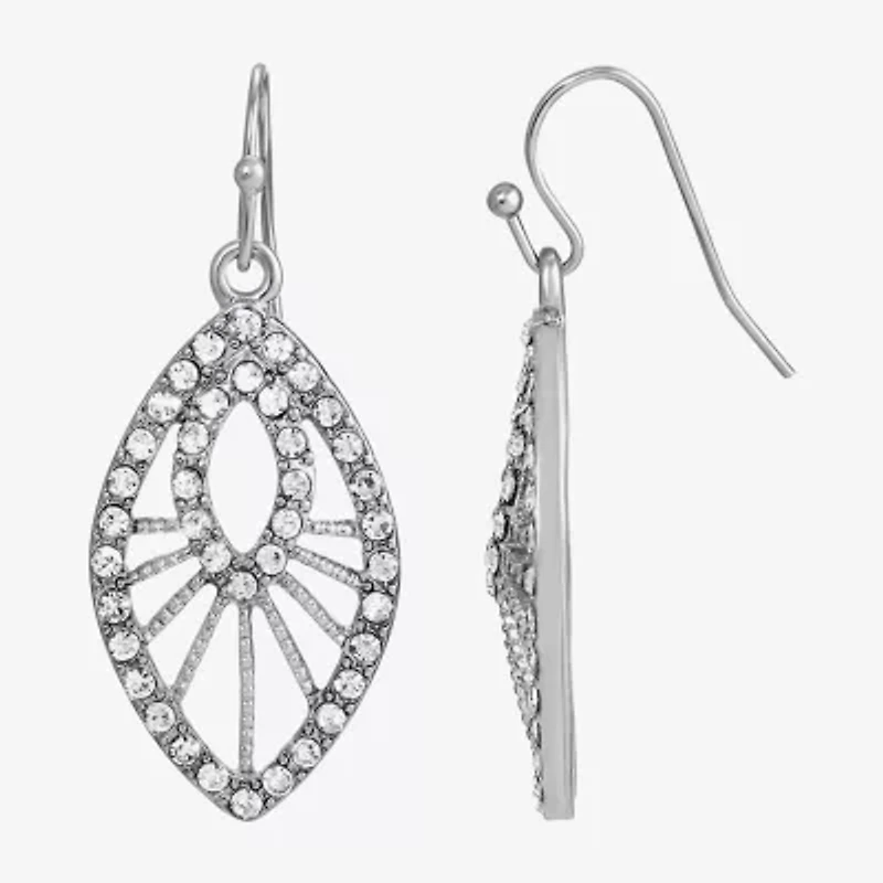 1928 Silver Tone Womens Crystal Drop Earrings