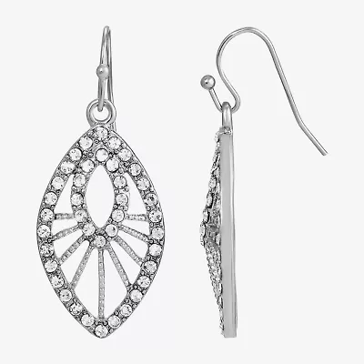 1928 Silver Tone Womens Crystal Drop Earrings