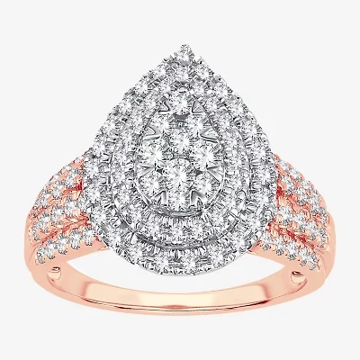Womens 1 CT.T.W. Natural Diamond Pear Halo Engagement Ring