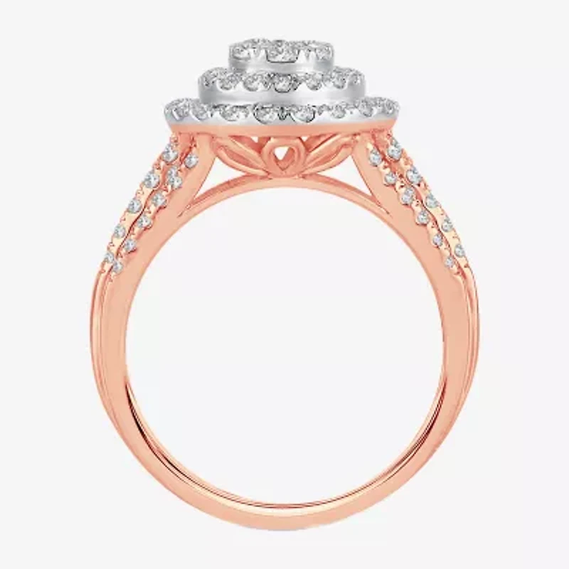 Womens 1 CT.T.W. Natural Diamond Pear Halo Engagement Ring