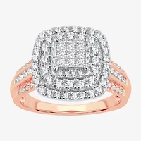 Womens 1 CT.T.W. Natural Diamond Cushion Halo Engagement Ring