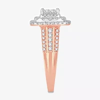 Womens 1 CT.T.W. Natural Diamond Cushion Halo Engagement Ring