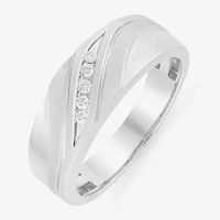 Mens 7.5MM 1/10 CT. T.W. Natural White Diamond 10K Gold Wedding Band
