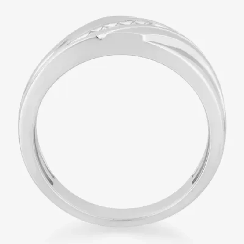 Mens 7.5MM 1/10 CT. T.W. Natural White Diamond 10K Gold Wedding Band