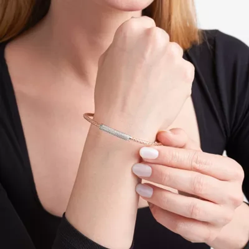 Paris 1901 By Charles Garnier Womens Cubic Zirconia 18K Rose Gold Over Silver Cuff Bracelet