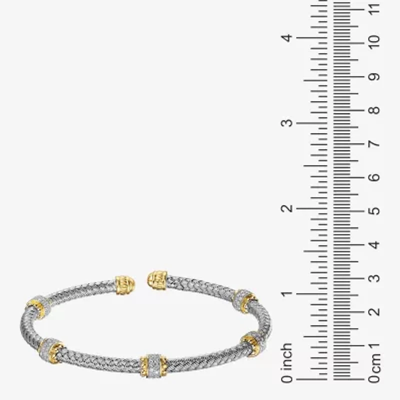 Paris 1901 By Charles Garnier Womens Cubic Zirconia 18K Gold Over Silver Cuff Bracelet