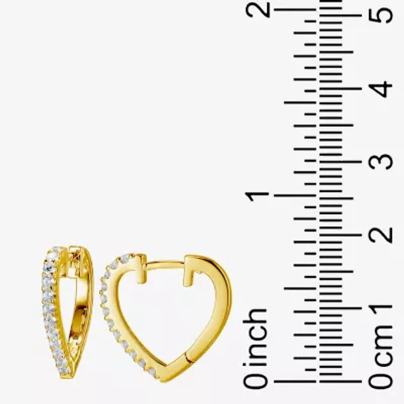 Paris 1901 By Charles Garnier Womens Cubic Zirconia 18K Gold Over Silver 16.6mm Heart Hoop Earrings