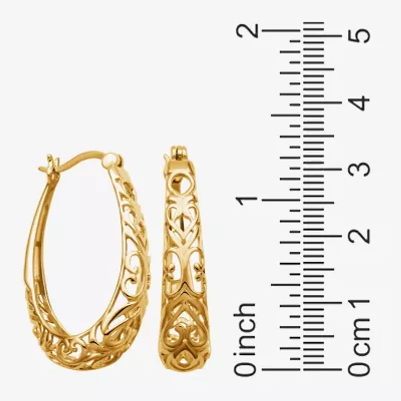 Womens 18K Gold Over Silver 32.2mm Hoop Earrings