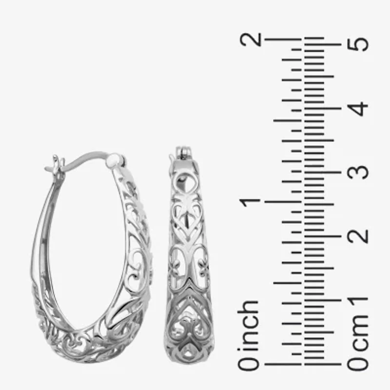 Womens Sterling Silver 32.2mm Hoop Earrings