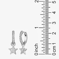 Womens 1/2 CT. T.W. Cubic Zirconia Sterling Silver 22.1mm Star Hoop Earrings
