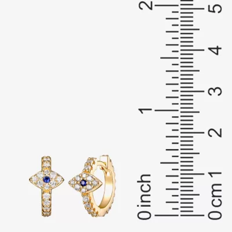 Womens 3/4 CT. T.W. Multi Color Cubic Zirconia 18K Gold Over Silver 14.7mm Evil Eye Hoop Earrings