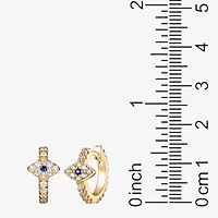 Womens 3/4 CT. T.W. Multi Color Cubic Zirconia 18K Gold Over Silver 14.7mm Evil Eye Hoop Earrings