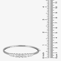 Womens Cubic Zirconia Sterling Silver Oval Bangle Bracelet