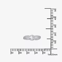 Diamonart Womens Cubic Zirconia Sterling Silver Round Crossover Side Stone Promise Ring