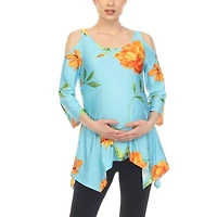 White Mark Maternity Womens Scoop Neck 3/4 Sleeve Tunic Top