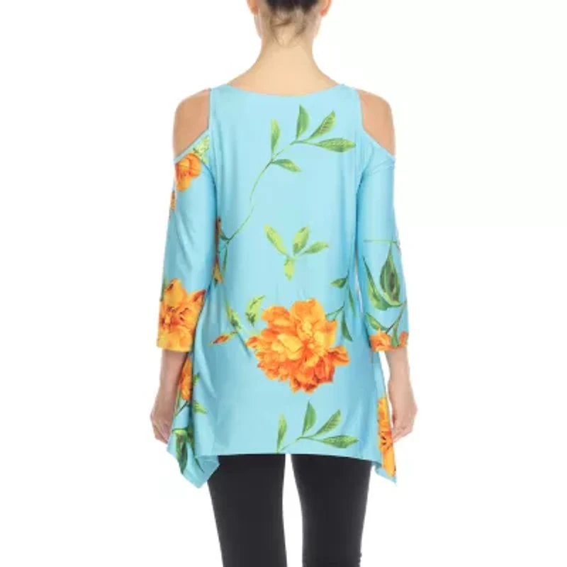 White Mark Maternity Womens Scoop Neck 3/4 Sleeve Tunic Top