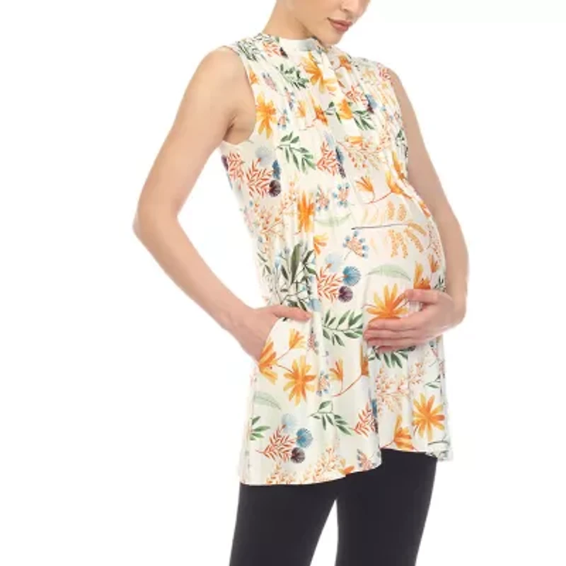 White Mark Maternity Womens Sleeveless Tunic Top